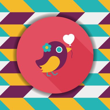 Düğün kuş düz simgesi ile uzun gölge, eps10