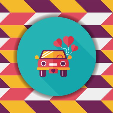 Düğün araba düz simgesi ile uzun gölge, eps10