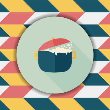 Uzun Gölge, eps10 ile mutfak eşyaları pot düz simgesi