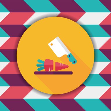 uzun gölge ile yönetim kurulu ve bıçak düz simgesi doğrama mutfak eşyaları,