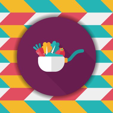 Uzun Gölge, eps10 ile mutfak eşyaları pot düz simgesi