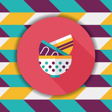 Uzun Gölge, eps10 ile mutfak eşyaları kase düz simgesi