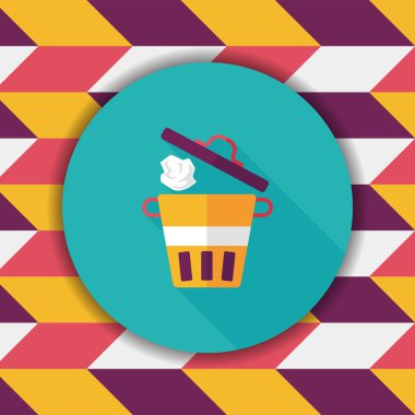 Uzun Gölge, eps10 ile mutfak eşyaları çöp düz simgesi