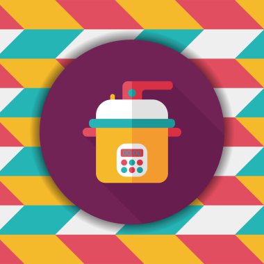 mutfak eşyaları pirinç Ocak düz simgesiyle uzun gölge, eps10