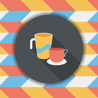 Uzun Gölge, eps10 ile mutfak eşyaları Kupası düz simgesi