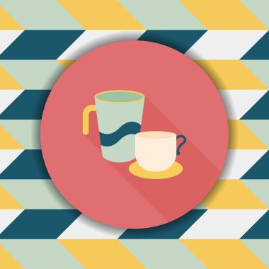 Uzun Gölge, eps10 ile mutfak eşyaları Kupası düz simgesi