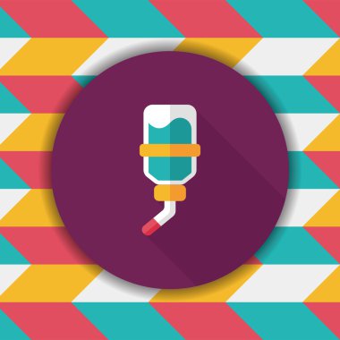 Evde beslenen hayvan su şişe uzun gölge, eps10 düz simgesiyle içme