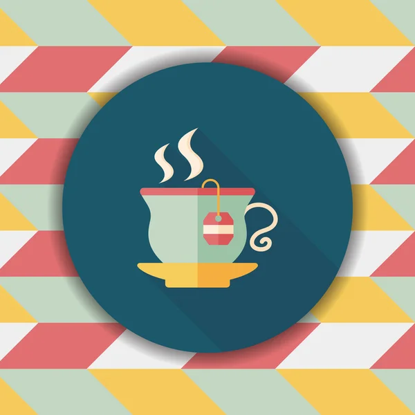 Hot tea flat icon with long shadow, eps10 — стоковый вектор