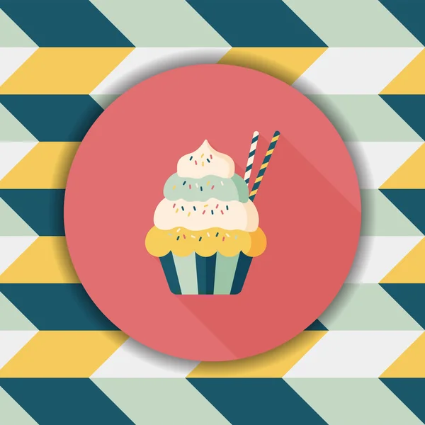 Cupcake platte pictogram met lange schaduw, eps10 — Stockvector