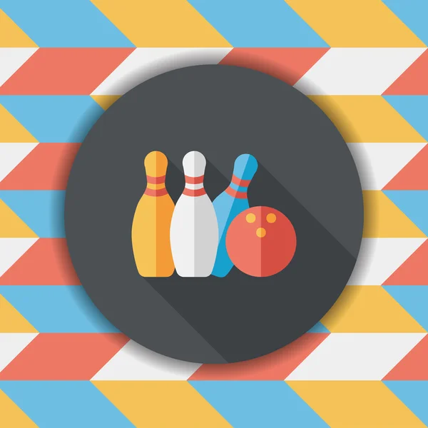 Bowling icono plano con sombra larga, eps10 — Vector de stock