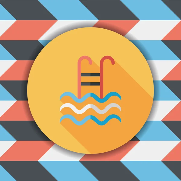 Zwembad platte pictogram met lange schaduw, eps10 — Stockvector