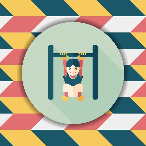 Boy hanging horizontal bar flat icon with long shadow,eps10 — Stock Illustration Boy hanging horizontal bar flat icon with long shadow,eps10 Royalty Free Stock Illustrations