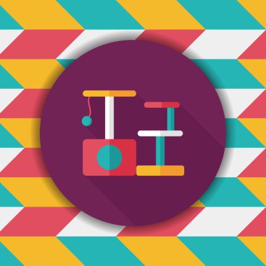 Evde beslenen hayvan kedi ağaç uzun gölge, eps10 düz simgesiyle