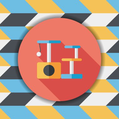 Evde beslenen hayvan kedi ağaç uzun gölge, eps10 düz simgesiyle