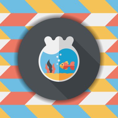 Düz simgesi uzun gölge, eps10 ile evde beslenen hayvan balık kase