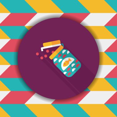 Uzun Gölge, eps10 ile Sevgililer günü cupcake düz simgesi