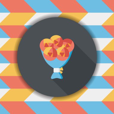 Sevgililer Günü çiçekleri uzun gölgeli düz ikon, eps10