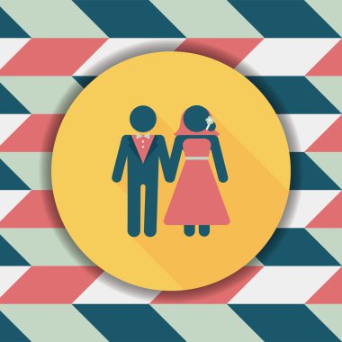 Düğün Çift düz simgesi ile uzun gölge, eps10