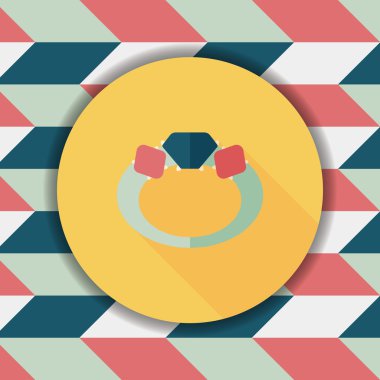 Elmas yüzük düz simgesi ile uzun gölge, eps10 teklif