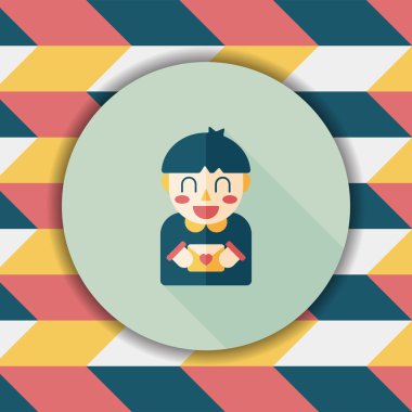 Uzun Gölge, eps10 ile Sevgililer günü çocuk düz simgesi