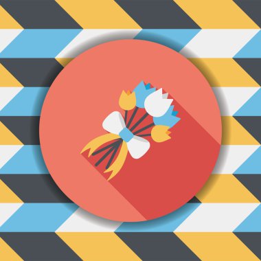 Düğün Çiçek düz simgesi ile uzun gölge, eps10