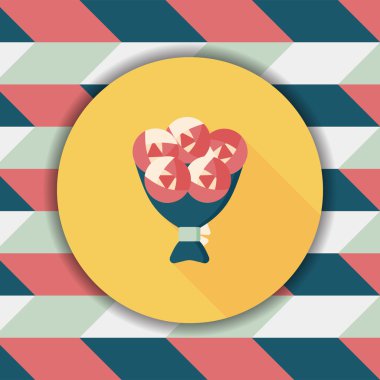 Sevgililer Günü çiçekleri uzun gölgeli düz ikon, eps10