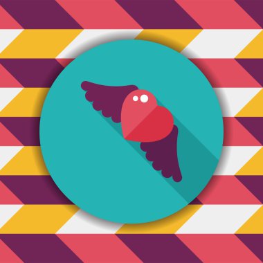 Sevgililer günü aşk kalp düz simgesi ile uzun gölge, eps10