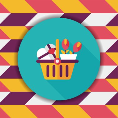 Sevgililer günü hediyesi kova düz simgesiyle uzun gölge, eps10