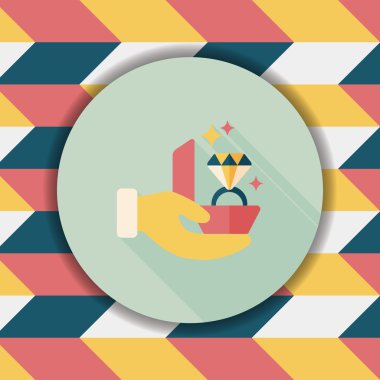 Elmas yüzük düz simgesi ile uzun gölge, eps10 teklif