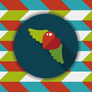 Sevgililer günü aşk kalp düz simgesi ile uzun gölge, eps10