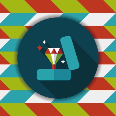 Sevgililer günü elmas yüzük düz simgesiyle uzun gölge, eps10