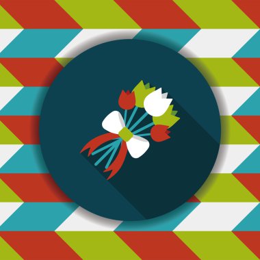 Düğün Çiçek düz simgesi ile uzun gölge, eps10