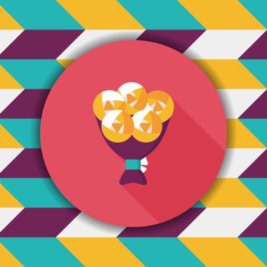 Sevgililer Günü çiçekleri uzun gölgeli düz ikon, eps10