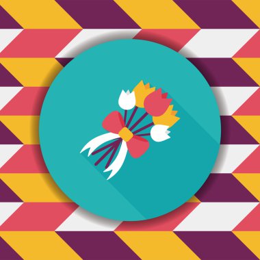 Düğün Çiçek düz simgesi ile uzun gölge, eps10