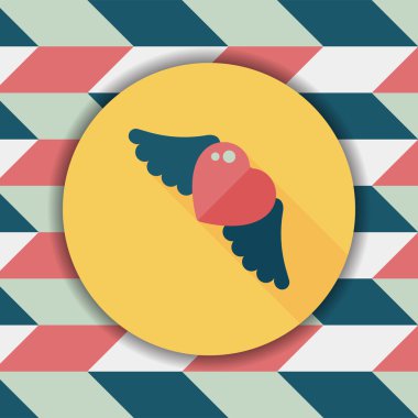 Sevgililer günü aşk kalp düz simgesi ile uzun gölge, eps10