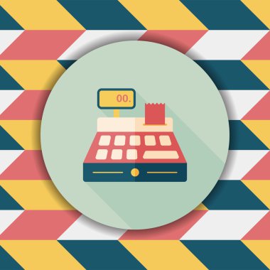 Yazar kasa düz simgesi uzun gölge, eps10 ile alışveriş