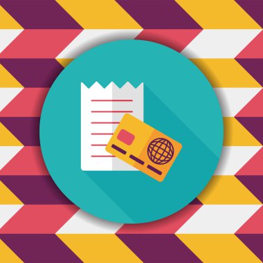 Uzun Gölge, eps10 ile alışveriş kredi kartı fatura düz simgesi