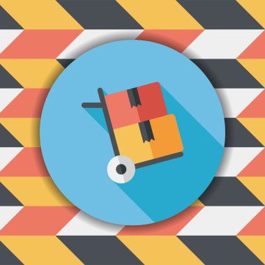 alışveriş arabası düz simgesi uzun gölge, eps10 ile işleme