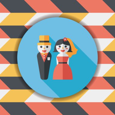 Düğün Çift düz simgesi ile uzun gölge, eps10