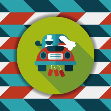 Düğün Çift düz simgesi ile uzun gölge, eps10