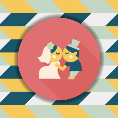 Düğün Çift düz simgesi ile uzun gölge, eps10