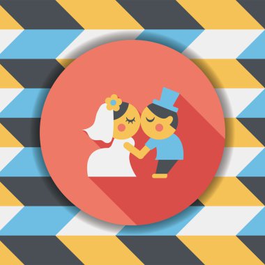 Düğün Çift düz simgesi ile uzun gölge, eps10