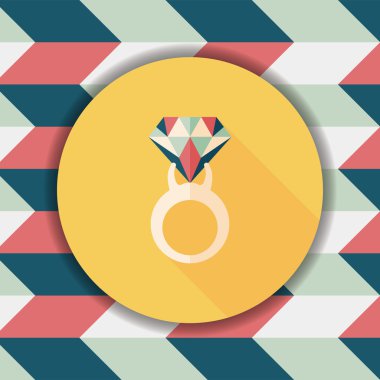 Elmas yüzük düz simgesi ile uzun gölge, eps10 teklif