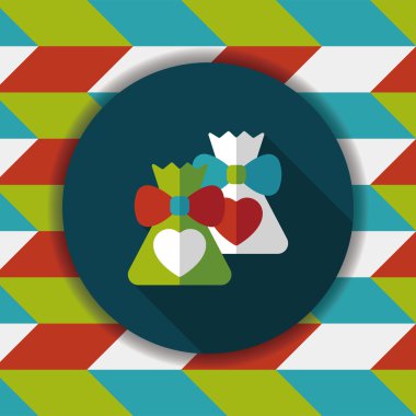 Düğün hediye düz simgesi ile uzun gölge, eps10