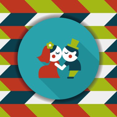 Düğün Çift düz simgesi ile uzun gölge, eps10