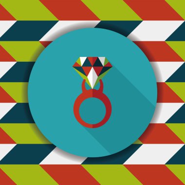 Elmas yüzük düz simgesi ile uzun gölge, eps10 teklif