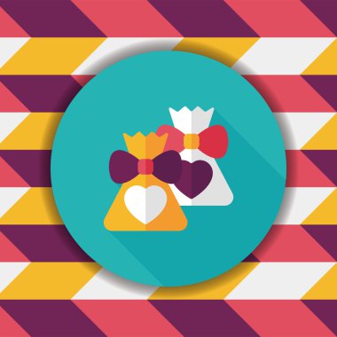 Düğün hediye düz simgesi ile uzun gölge, eps10