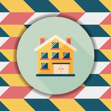 Bina daire düz simgesi ile uzun gölge, eps10