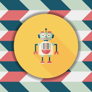 Robot kavramı uzun gölge, eps10 düz simgesiyle