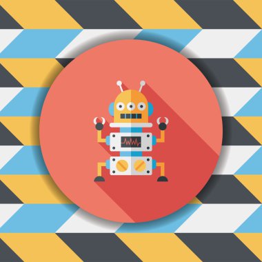 Robot kavramı uzun gölge, eps10 düz simgesiyle